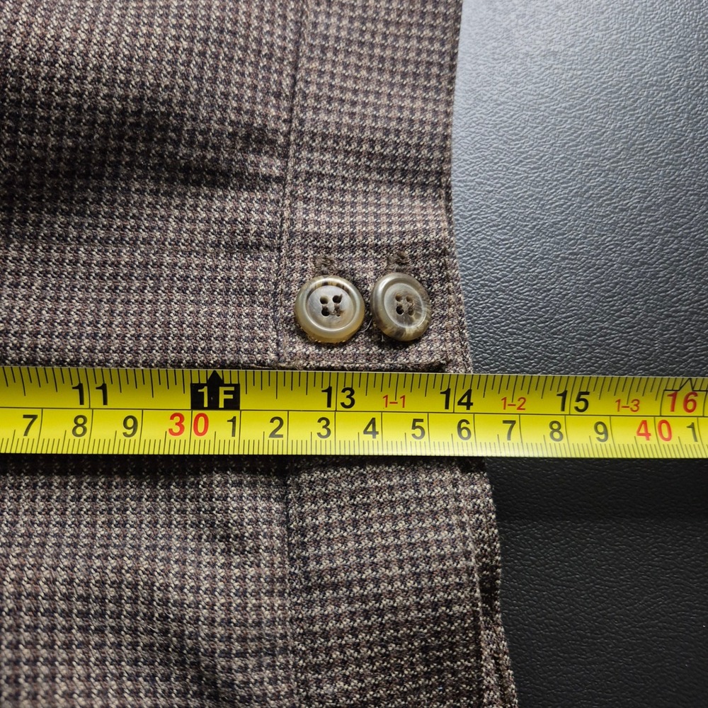 Harve Benard Petite 100% Wool Brown Houndstooth Pleated Dress Pants Size 14P - Picture 8 of 9
